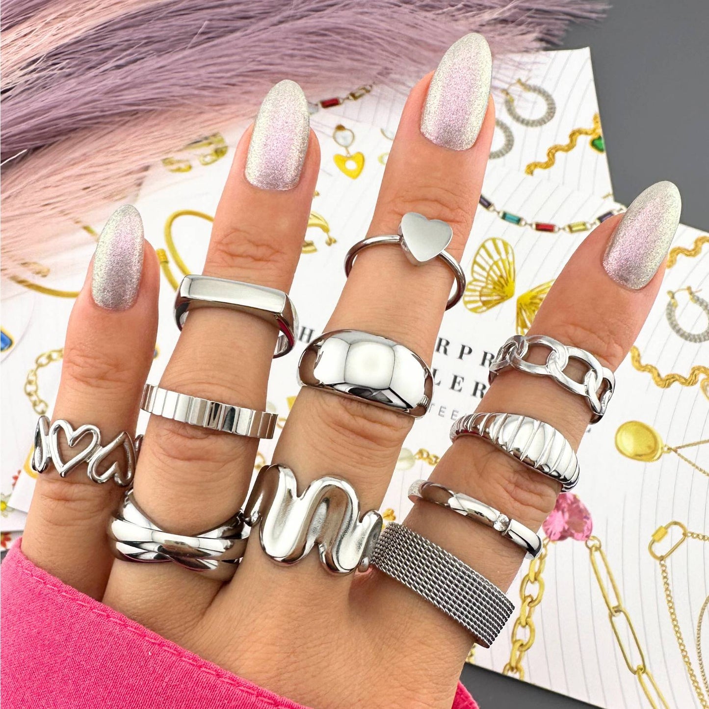 Stainless steel Hearts finger ring, Intensity