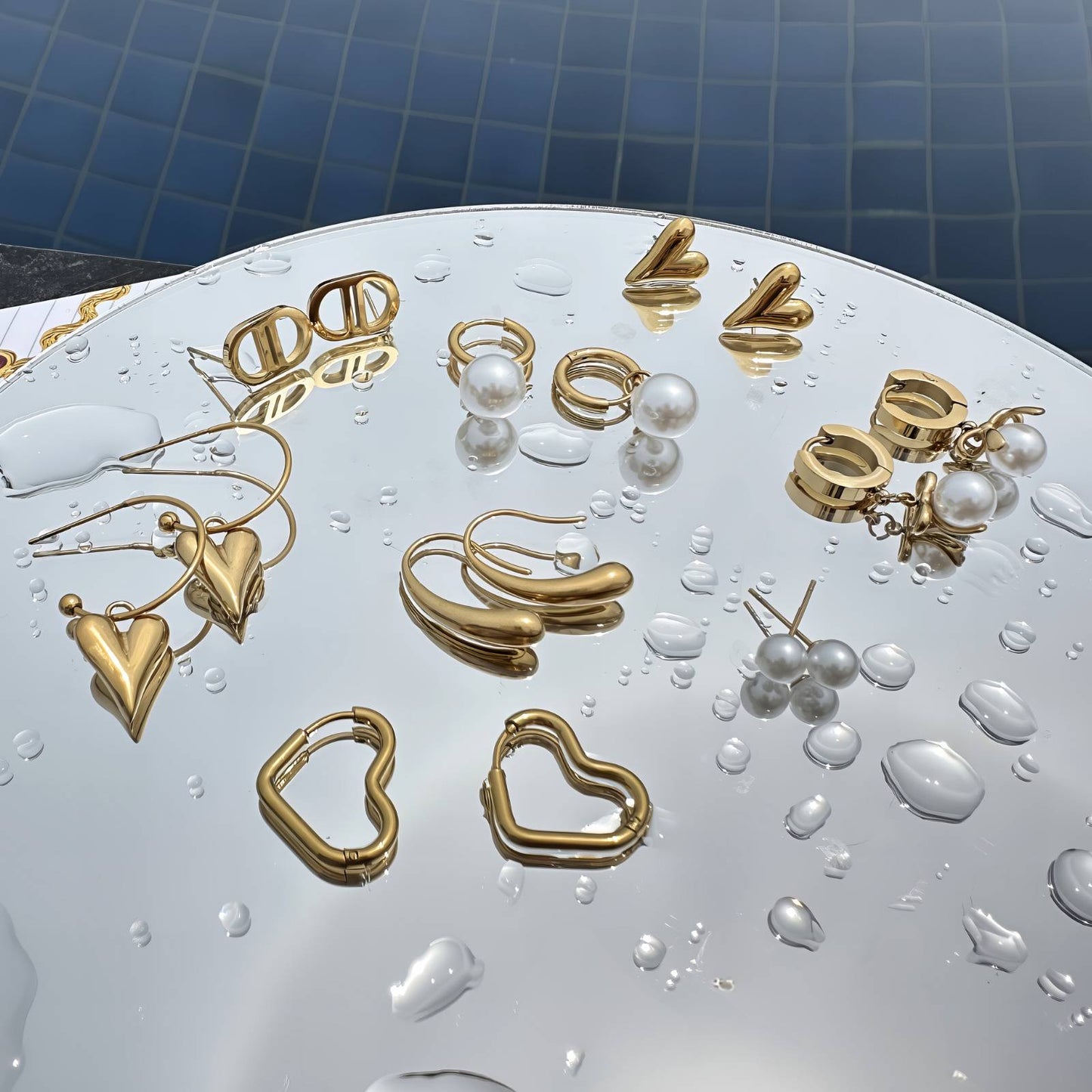 18K gold plated Stainless steel Hearts earrings, Intensity