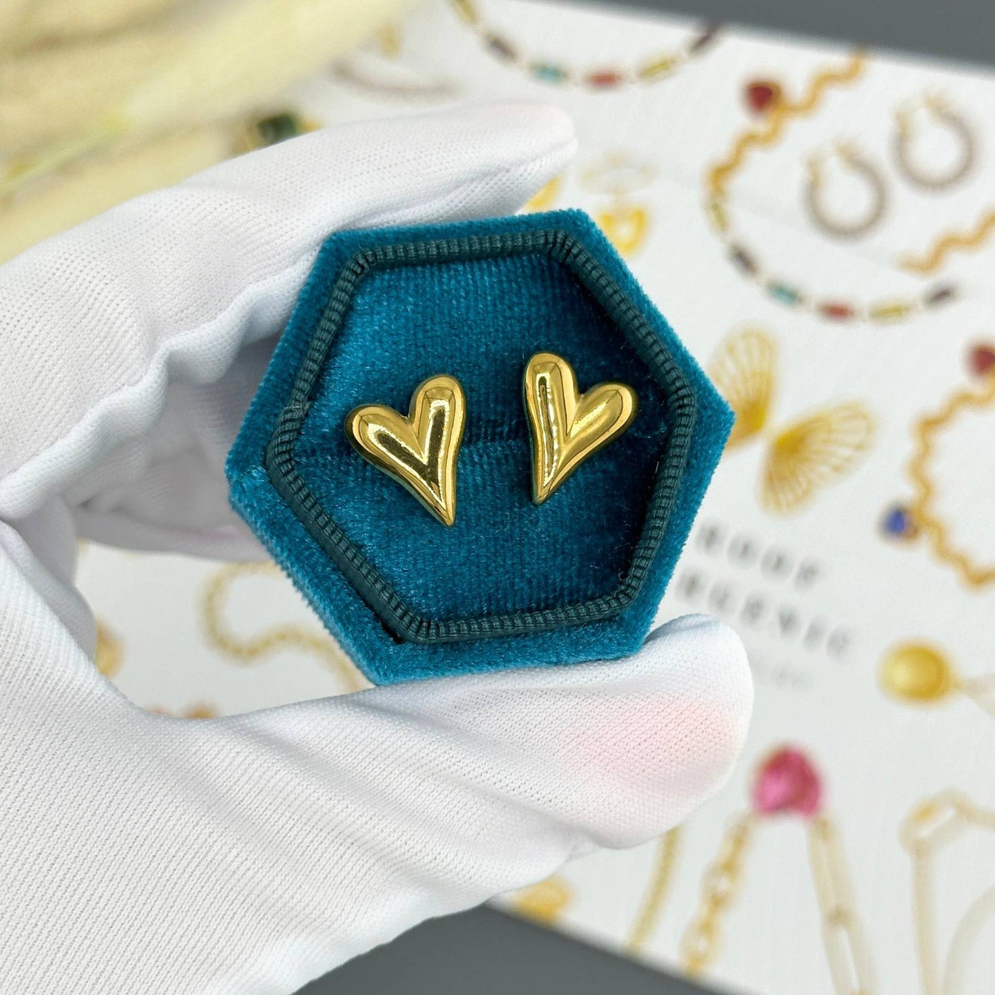 18K gold plated Stainless steel Hearts earrings, Intensity