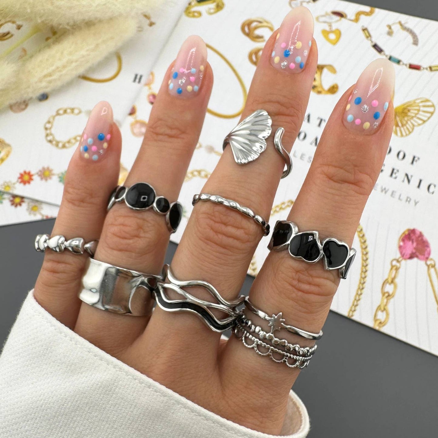 Stainless steel "Hearts" finger ring, Intensity