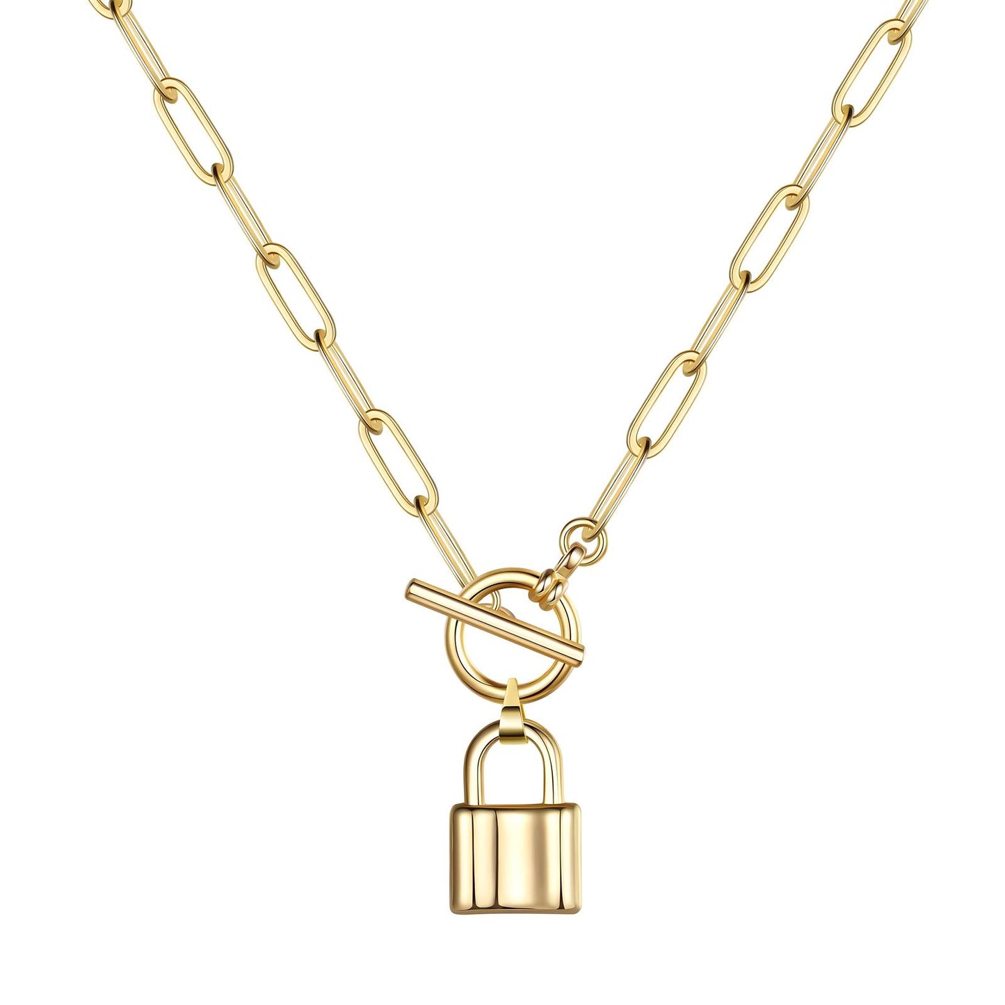 18K gold plated Stainless steel Lock necklace, Intensity