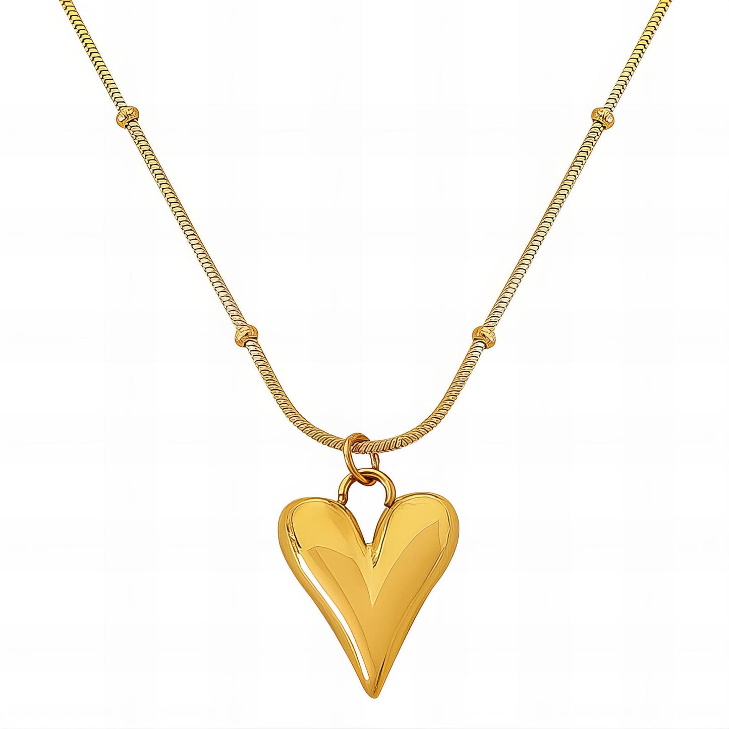 18K gold plated Stainless steel Hearts necklace, Intensity