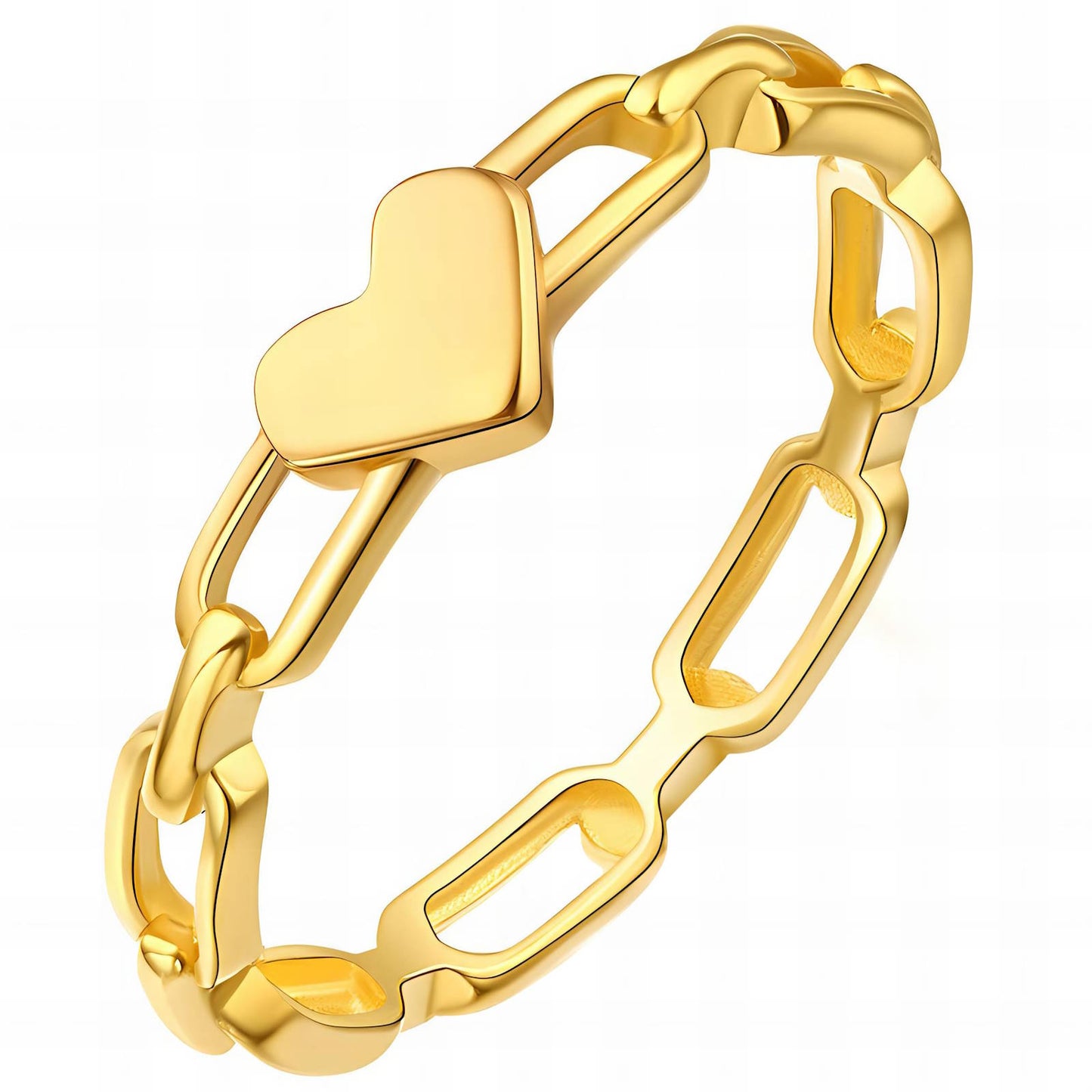 18K gold plated Stainless steel Heart finger ring, Intensity