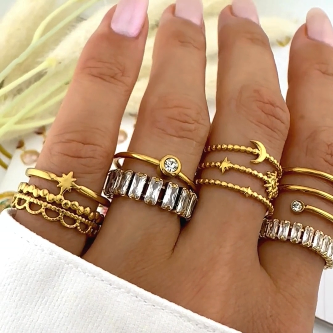 18K gold plated Stainless steel finger ring, Intensity