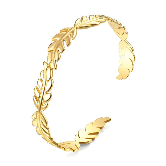 18K gold plated Stainless steel "Leafs" bracelet, Intensity
