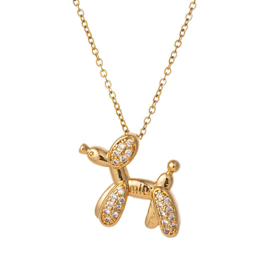 18K gold plated Stainless steel "Dog" necklace, Intensity